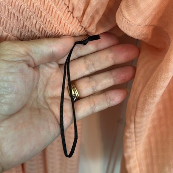 NWOT Prologue Peach Hi-Lo dress with smocked waistband & button front - Picture 5 of 10